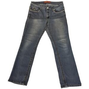 One 5 One Women's Embroidered Washed Denim Straight Leg jeans women's size 14